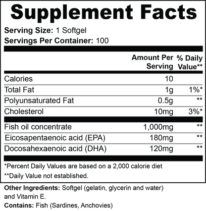 Premium Omega 3 Fish Oil Supplement – Supports Heart Health, Brain Function & Joint Mobility – High-EPA DHA Formula